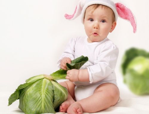 Baby with cabbage