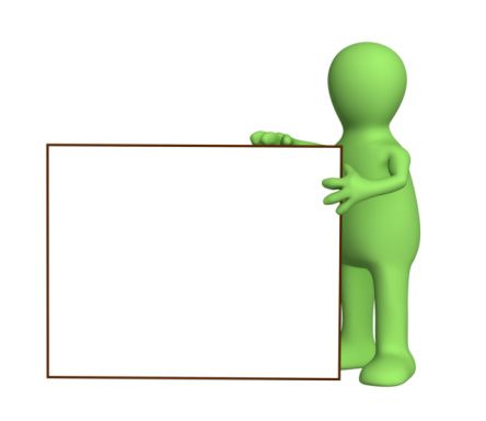 3d puppet with empty frame in hands